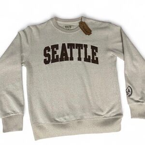 SEATTLE Crewneck Sweatshirt - Cream with Brown Lettering